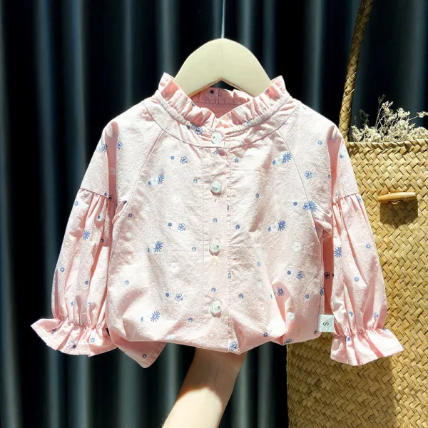 Girls Cute Dandelion Pattern Lace Collar Blouse Cartoon T-shirt Tops