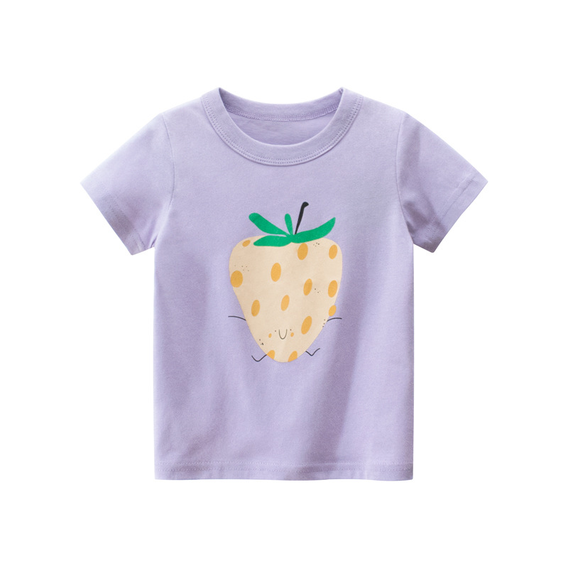 Girls Strawberry  Fruit Pattern Shirts Cartoon Tops
