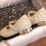 Kid Girls Sequins Crystal Diamond Heels Pumps Dress Shoes