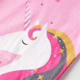 Girls Cute Heart Unicorn Pattern T-shirt Cartoon T-shirt Tops