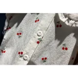 Girls Cute Cherry Pattern Lace Collar Blouse Cartoon T-shirt Tops