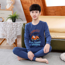 Kids Boy Prints Orange Car Pajamas Sleepwear Set Long-sleeve Cotton Pjs