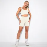 Women Ribbed Sport Bra High Waist Running Shorts Gym Workout Yoga Sets