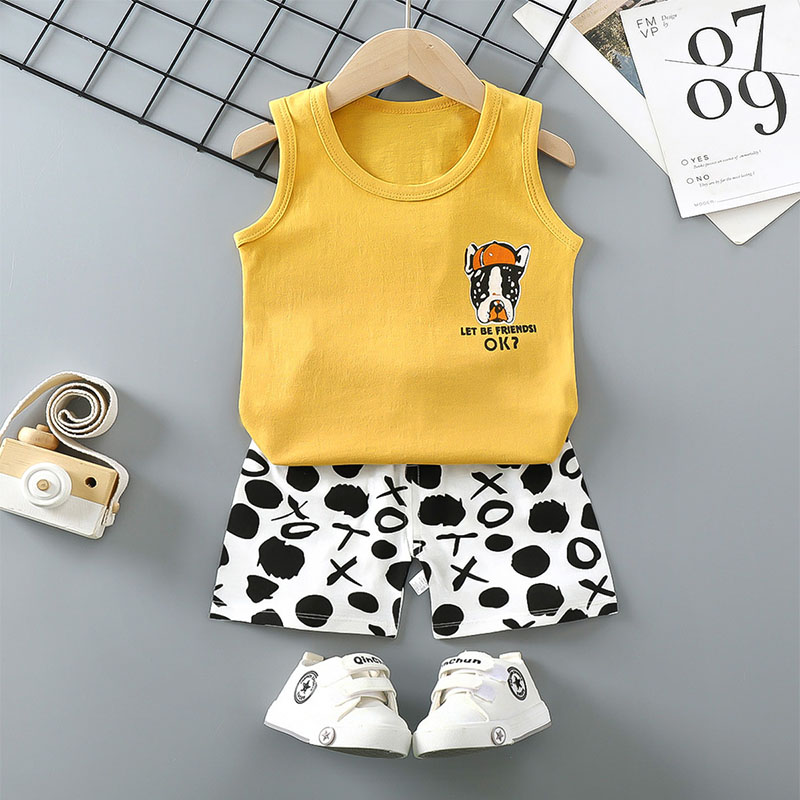 Toddler Kids Boy Hat Dog Summer Vest Tops and Short Pant Sleepwear Set Cotton Pjs