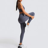 Women Seamless Sport U Shaped Neck Bra High Waist Close Fitting Yoga Leggings Sets