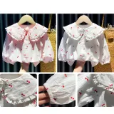 Girls Cute Cherry Pattern Lace Collar Blouse Cartoon T-shirt Tops