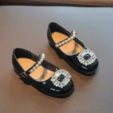 Toddler Girl Pearl Crystal Diamonds Rhinestone Flat Dress Shoes