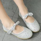 Toddler Girl Crystal Diamonds Bowknot Flat Dress Shoes