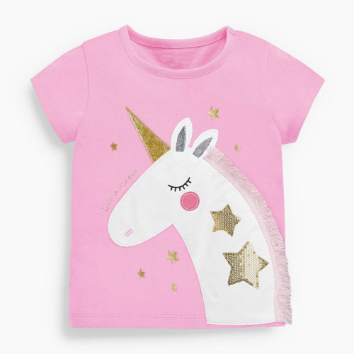Girls Cute Unicorn Shirts Stars Pattern Cartoon Tops