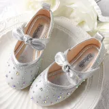 Toddler Girl Crystal Diamonds Bowknot Flat Dress Shoes