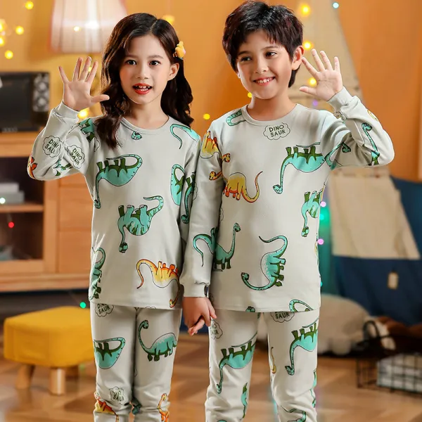 Kids Boy Print Dinosaur Pajamas Sleepwear Set Long-sleeve Cotton Pjs
