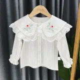 Girls Cute Lace Collar Pattern Blouse Cartoon T-shirt Tops