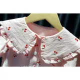 Girls Cute Cherry Pattern Lace Collar Blouse Cartoon T-shirt Tops