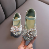 Toddler Girl Color Diamonds Pearl Bowknot Flat Dress Shoes