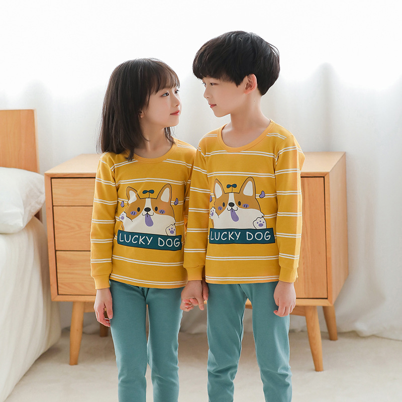 Kids Boy Print Lucky Dog Pajamas Sleepwear Set Long-sleeve Cotton Pjs