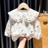 Girls Cute Stars Pattern Lace Collar Blouse Cartoon T-shirt Tops