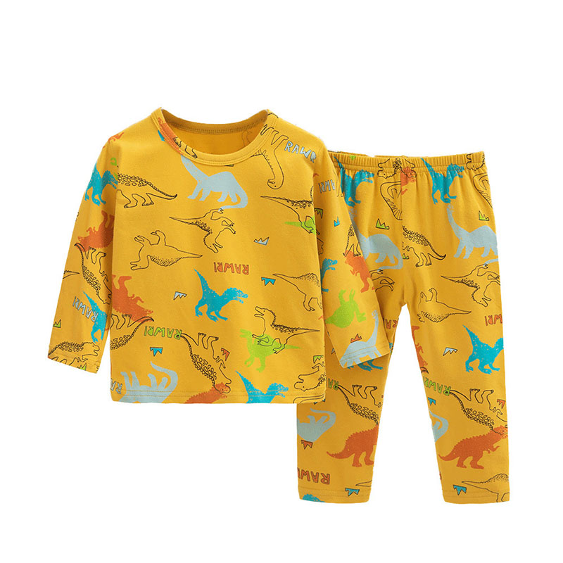 Kids Print Dinosaurs Pajamas Sleepwear Set Long-sleeve Cotton Pjs