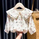 Girls Cute Stars Pattern Lace Collar Blouse Cartoon T-shirt Tops