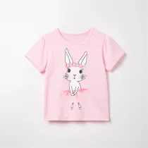 Girls Cute Ballet Rabbit Pattern T-shirt Cartoon T-shirt Tops