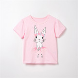 Girls Cute Ballet Rabbit Pattern T-shirt Cartoon T-shirt Tops