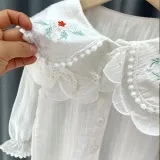 Girls Cute Lace Collar Pattern Blouse Cartoon T-shirt Tops