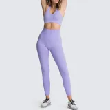 Women Seamless Sport U Shaped Neck Bra High Waist Close Fitting Yoga Leggings Sets