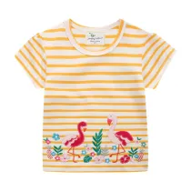Girls Flower Strips Pattern Cute Shirts Cartoon Tops