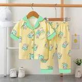 Toddler Kids Girl Carrot Rabbit Summer Short Sleeves And Long Pants Sleepwear Set Cotton Pjs