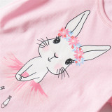 Girls Cute Ballet Rabbit Pattern T-shirt Cartoon T-shirt Tops