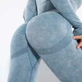 Women Cloud Printing Peach Lift Seamless Workout High Waisted Scrunch Butt Yoga Leggings