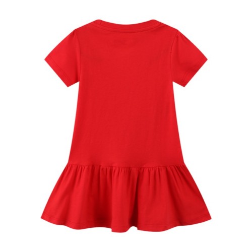 Toddler Girls Cotton  Puring Color A-line Short Sleeve Dress
