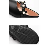 Toddler Girls PU Leather Pearl Flower Flat Dress Shoes