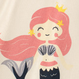 Girls Cute Mermaid Princess Pattern Cartoon Tops