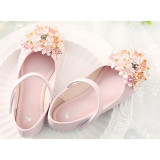 Toddler Girl Jewelry Flower PU Leather Flat Dress Shoes
