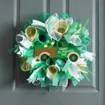 St.Patrick's Day Wreath Leprechaun Wreath Clover for Front Door Decorations