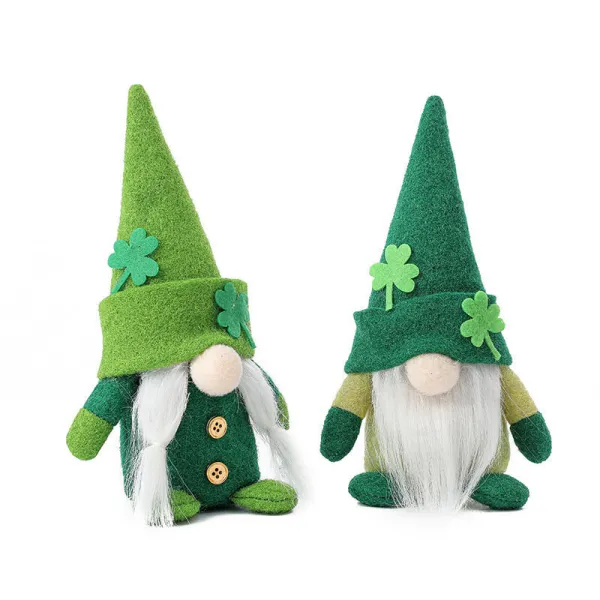2PCS St Patrick's Day Decorations Gnome Green Irish Gnome Elf Scandinavian Tomte Leprechaun Handmade Swedish Nisse