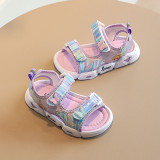 Kid Girl 3D Butterfly Open-Toed Velcro Sandals Shoes
