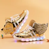 Toddler Kids LED Light Bright Leather Upper With Wings Sneakers Shoes