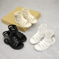 Kid Girl Pure Color Gladiator Zip Sandals Shoes