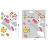 4PCS Easter Window Stickers Bunny Egg Glass Door Decals Static Clings Decoration