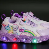 LED Light Kids Shoes Net Breathable Princess Sport Sneakers Shoes