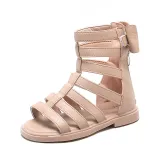 Kid Girl Gladiator Bowknot Velcro Zip Open-Toed Sandals Shoes