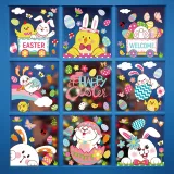 4PCS Easter Window Stickers Bunny Egg Glass Door Decals Static Clings Decoration