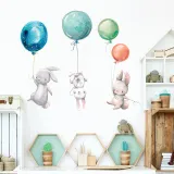 Easter Cartoon Bunny Balloon Colourful Wall Stickers Removable Decals