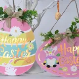 Easter Lighted Door Decorations Cute Wall Hanger Gnomes Egg Wreath
