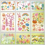 9PCS Easter Window Stickers Bunny Egg Rainbow Flower Decals Static Clings