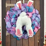 Easter Rabbit Front Door Wreath Thief Bunny Butt with Ears Garland Wall Decoration