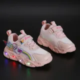 LED Light Kids Shoes Net Breathable Princess Sport Sneakers Shoes