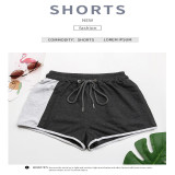 Women's Wide Leg Pants Contrast Color Drawstring Sports Casual Shorts