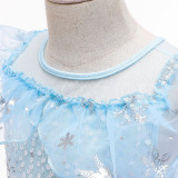 Toddler Girls Blue Sequins Princess Mesh Dress With Cloak